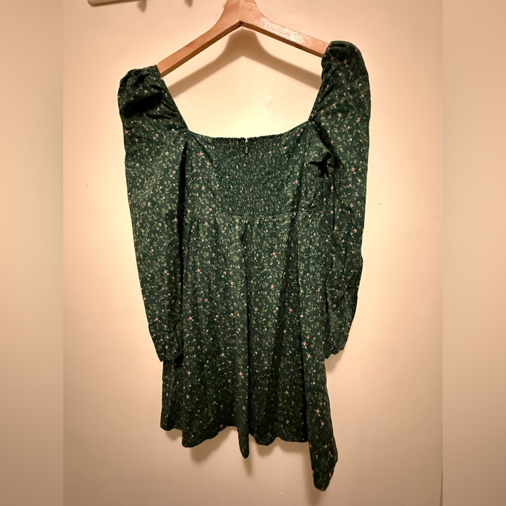 Reformation Kenzi Babydoll Floral Print Mini dress in Coriander Green Size 8 - Picture 5 of 8